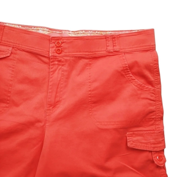 Gloria Vanderbilt High Waisted Orange Cargo Style  Shorts 18 - Picture 3 of 10